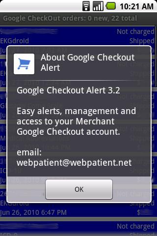 Google Checkout Alert Android Communication