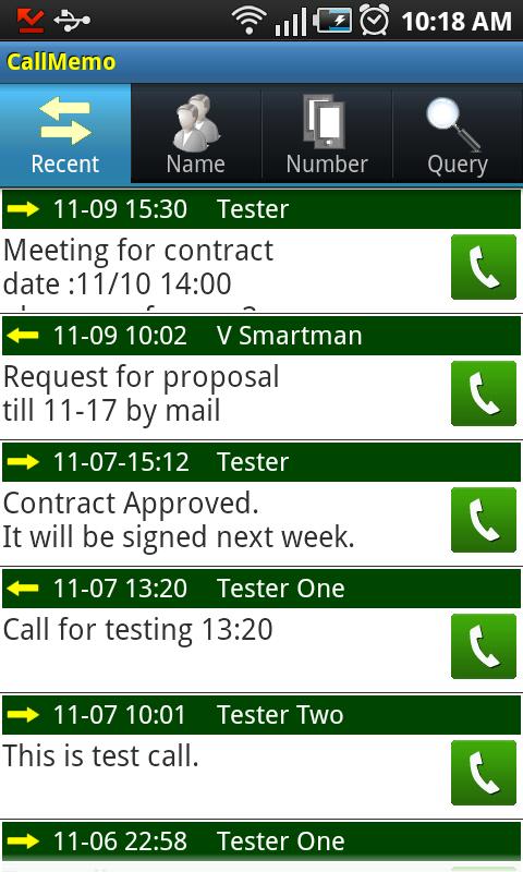 Call Memo Android Communication