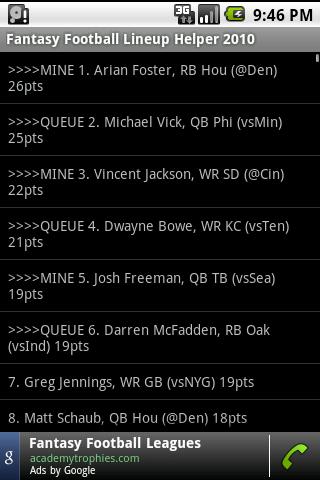 FF Lineup Helper Android Sports