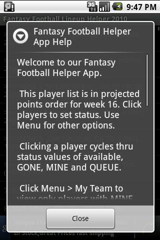 FF Lineup Helper Android Sports