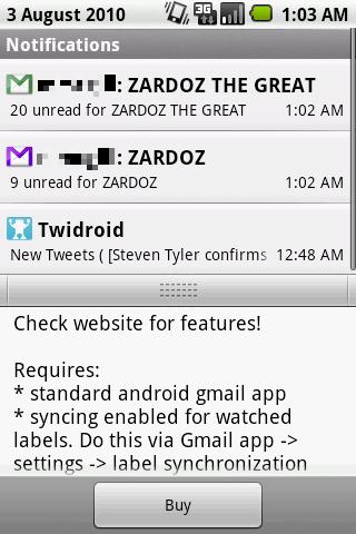 GMail Label Notifier Android Communication