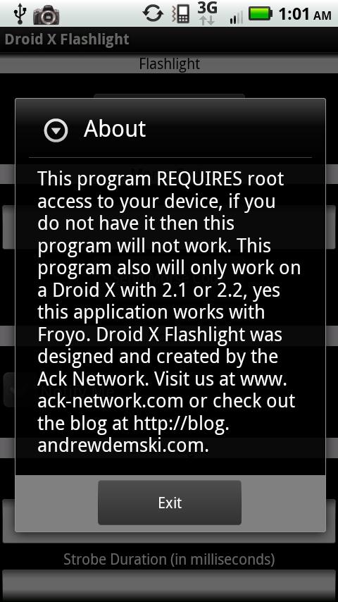 Droid X Flashlight Android Tools