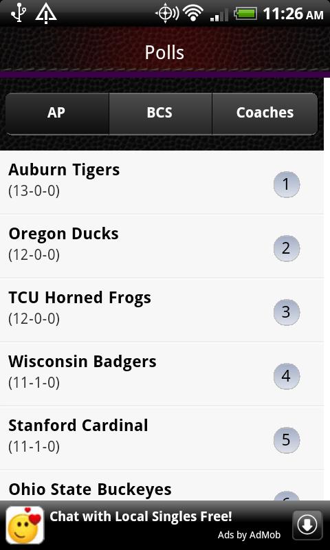 College Football Live Android Entertainment