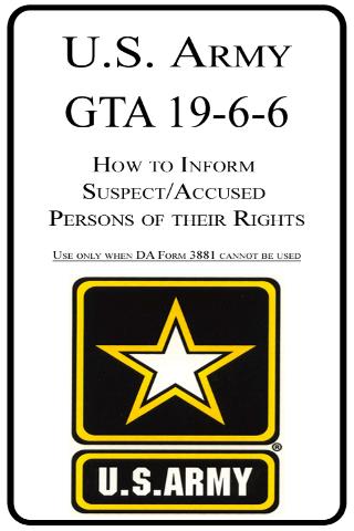 US Army Rights Warning Card