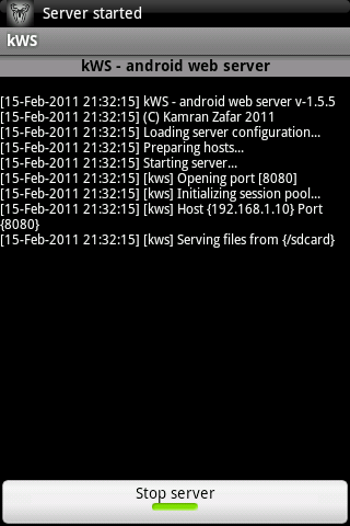 kWS – Android Web Server Android Communication