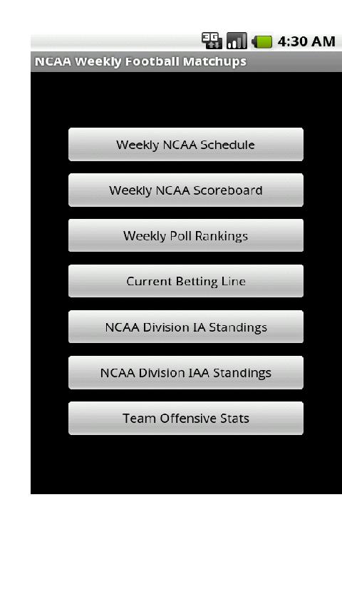 NCAA Weekly Football Matchups