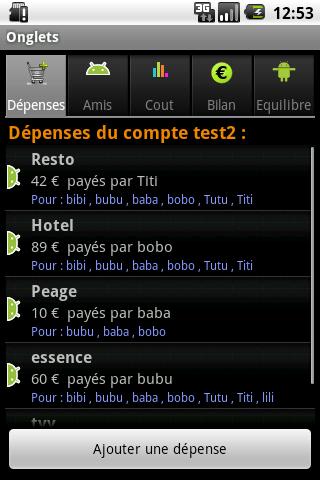 Comptes Amis Android Finance