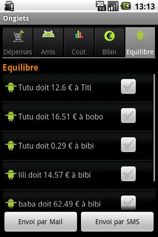 Comptes Amis Android Finance