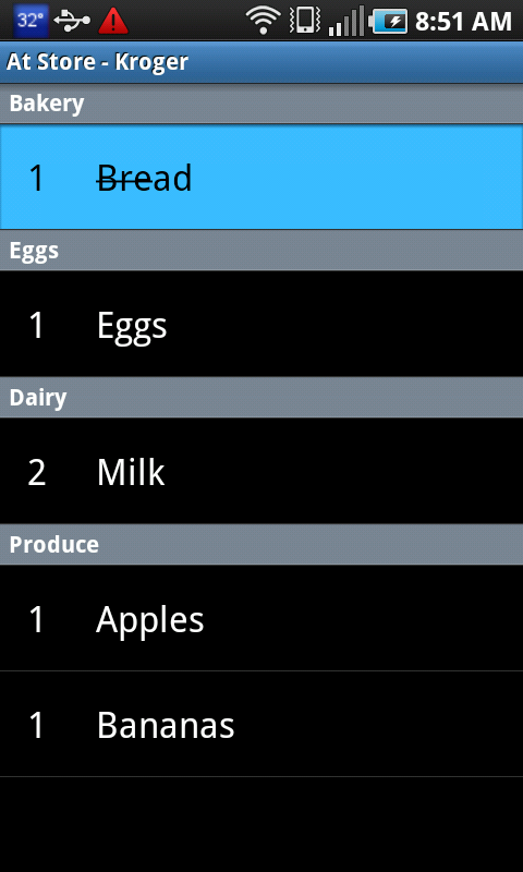 In the Bag Shopping List Android Shopping