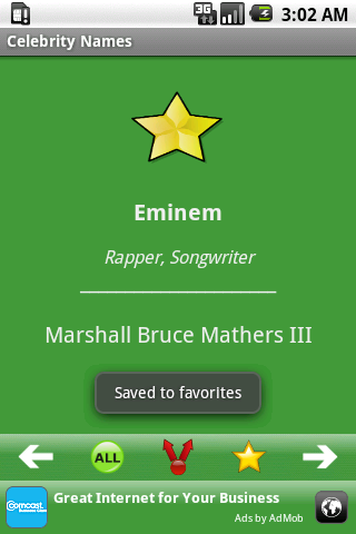 Celebrity Real Names Android Reference