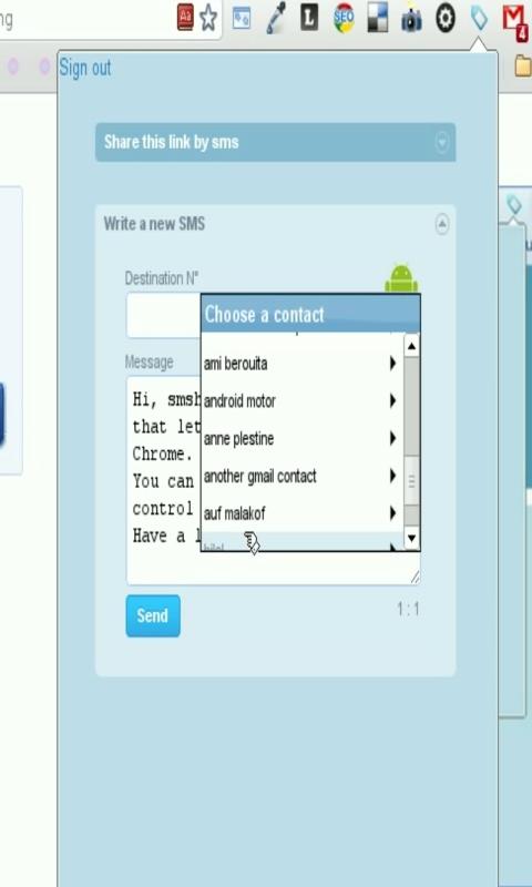 smshare  Send sms from Chrome