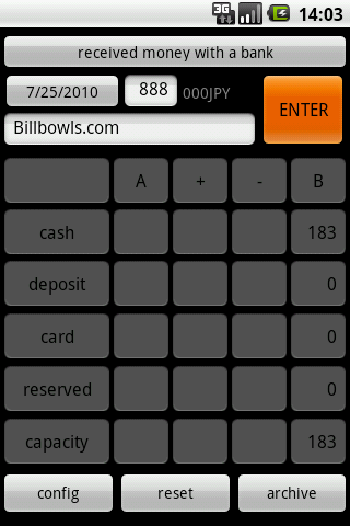Household Accounts “Billbowls” Android Finance