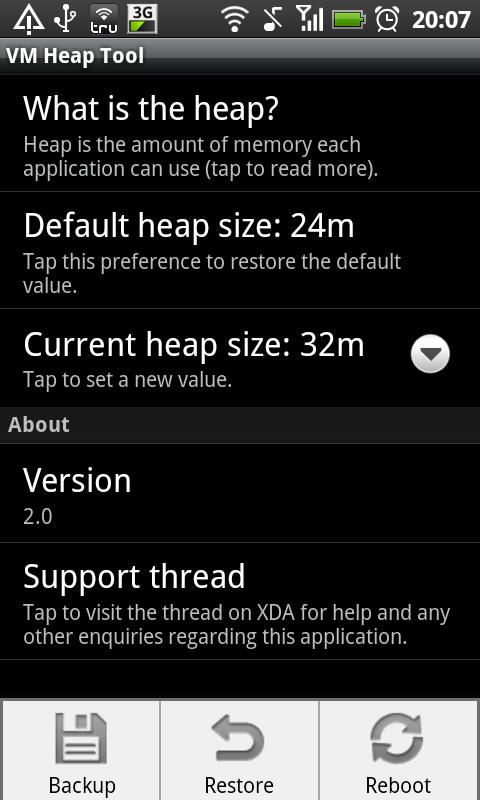 VM Heap Tool (root only) Android Tools