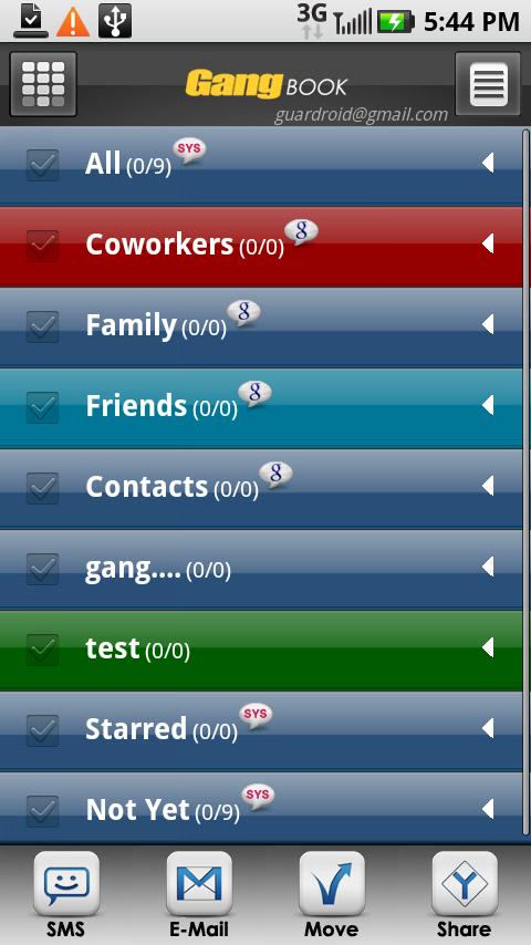 GangBook-group contact manager Android Communication