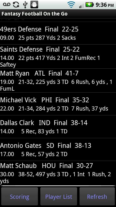 Fantasy Football On the Go! Android Sports