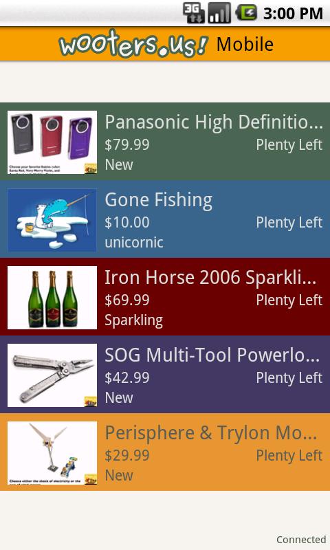 Wooters.us Mobile Preview Android Shopping