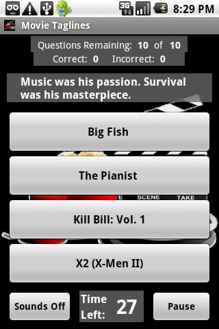 Movie Trivia – Taglines Android Entertainment