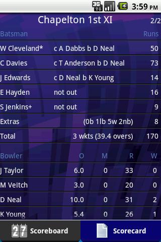 Total Cricket Scorer Android Sports