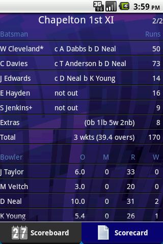 Total Cricket Scorer Lite Android Sports