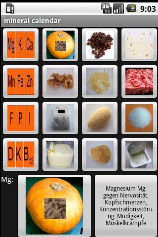 mineral + vitamin calendar Android Health
