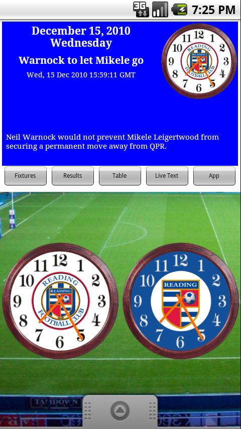 Reading FC Clock & News Android Sports