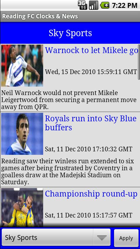 Reading FC Clock & News Android Sports