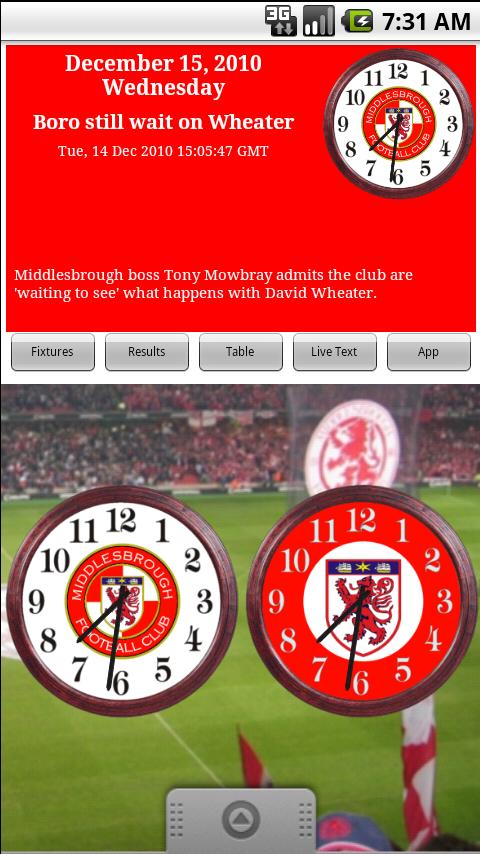 Middlesbrough FC Clocks & News