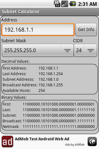Subnet Calculator Android Tools
