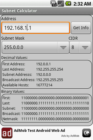 Subnet Calculator Android Tools