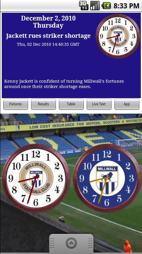 Millwall FC Clock & News Android Sports