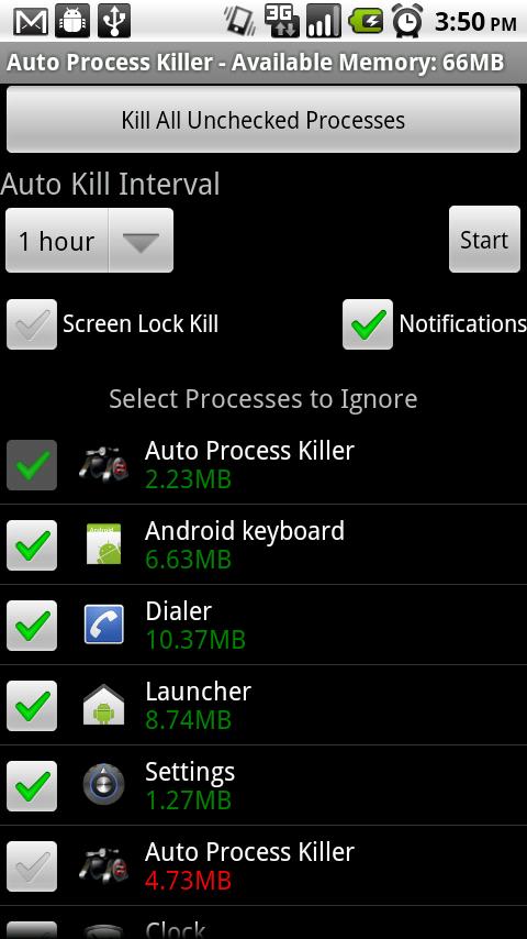 Auto Process Killer Free -2.0+ Android Productivity