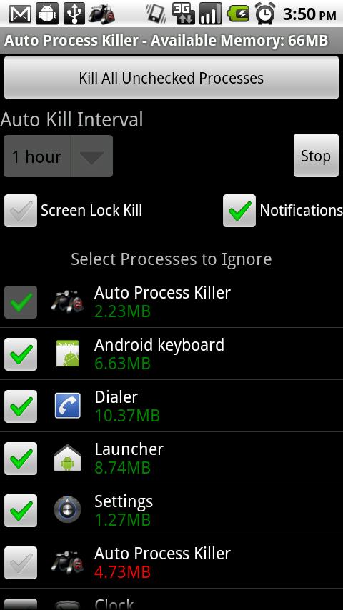 Auto Process Killer Free -2.0+ Android Productivity