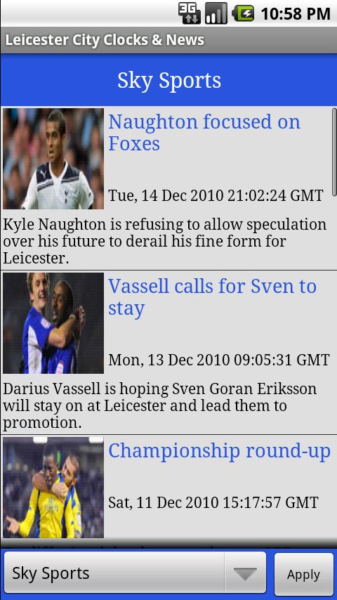Leicester City FC Clock & News Android Sports
