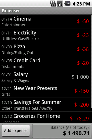 Expenser Android Finance