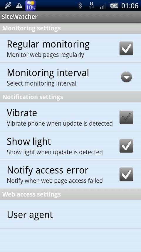 SiteWatcher Android Communication