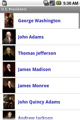 U.S. Presidents Android Reference