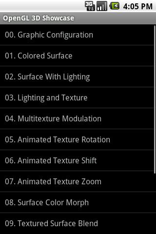 OpenGL 3D Showcase Android Entertainment