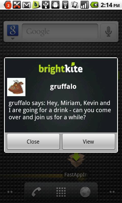 Brightkite Android Communication