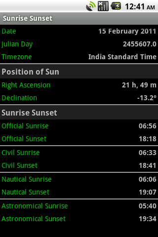 Sunrise Sunset Widget Android Books & Reference