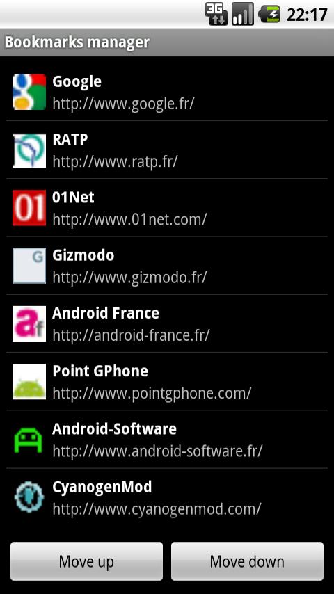 Bookmarks manager Android Tools