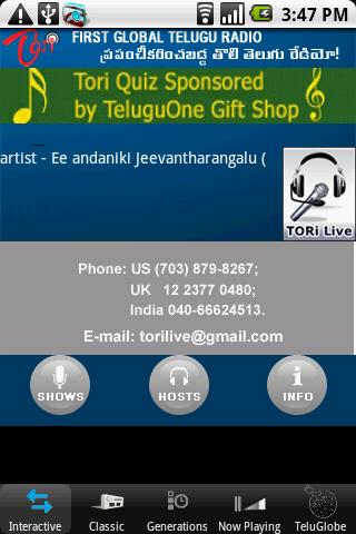 TeluguOne Radio, TORi Android Entertainment