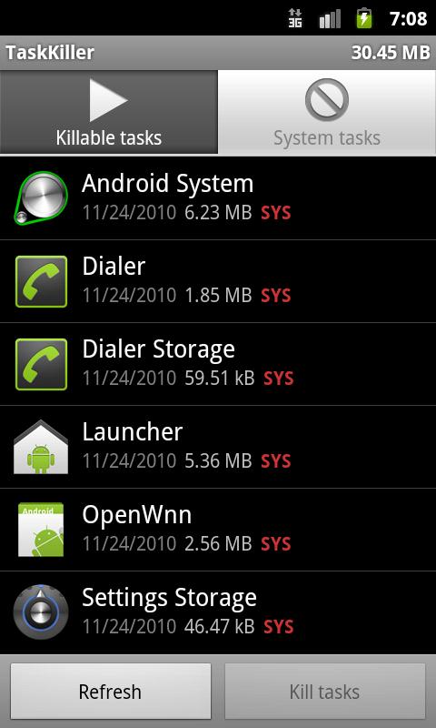 TaskKiller Free Android Tools