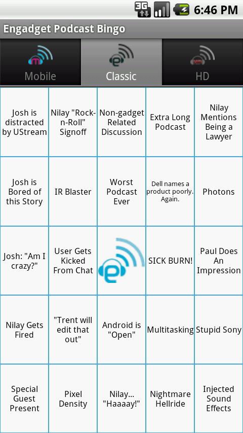 Engadget Podcast Bingo! Android Entertainment