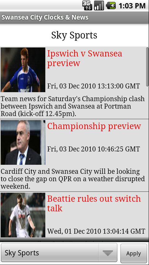 Swansea City AFC Clocks & News Android Sports