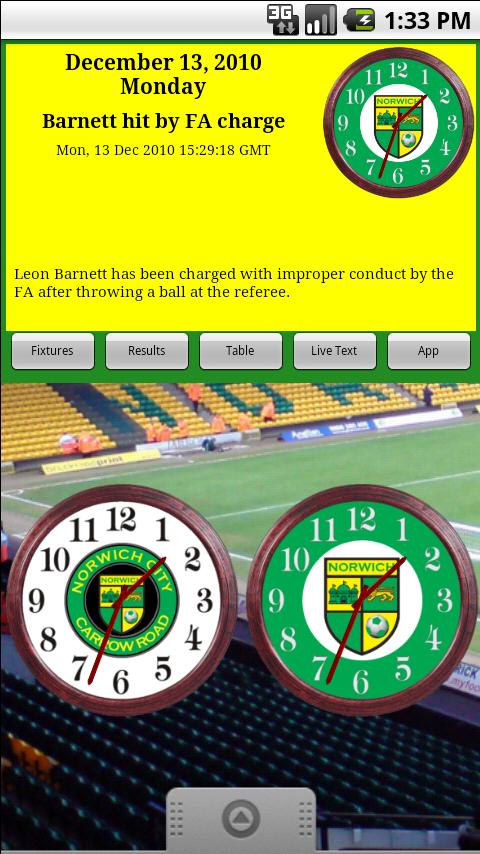 Norwich City FC Clocks & News