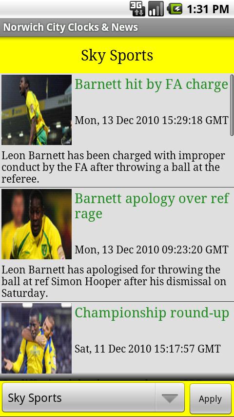 Norwich City FC Clocks & News Android Sports