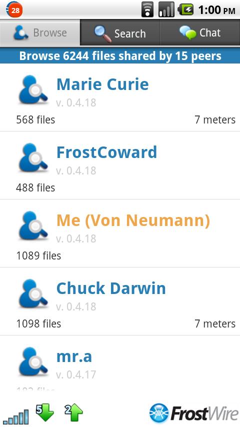 FrostWire Android Communication