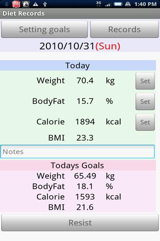 Diet Records Trial Android Health & Fitness