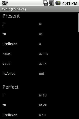 French Verb Conjugator Android Travel