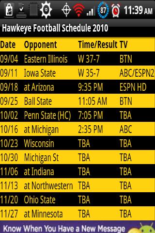 Iowa Hawkeye Football Schedule Android Sports
